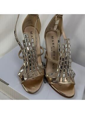 Marc Defang Women’s Stiletto Heels Natural Beige/ Rhinestones Sz 6 Prom Fromal